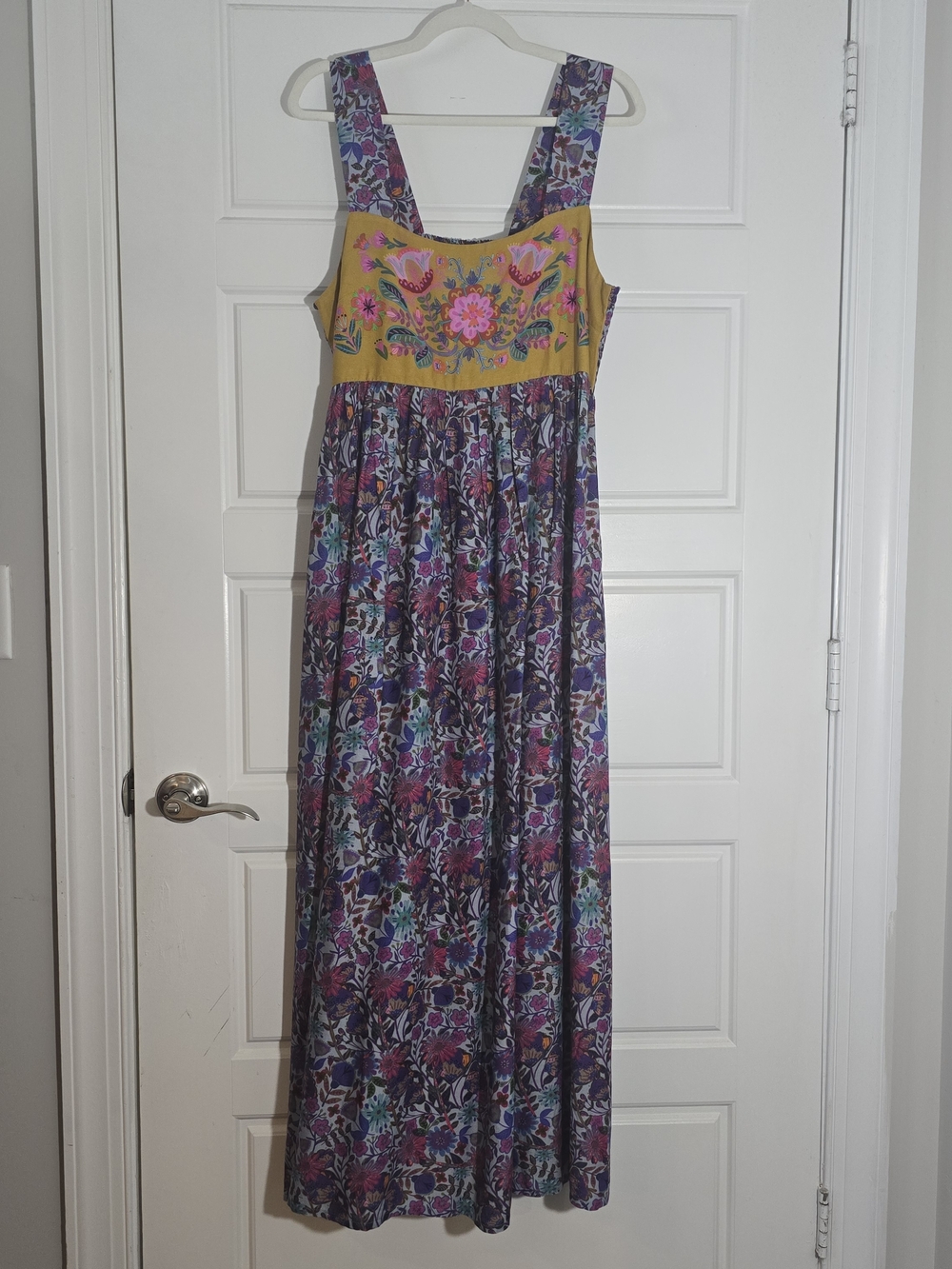 Natural Life Floral Maxi Dress in Yellow & Purple XL EUC
